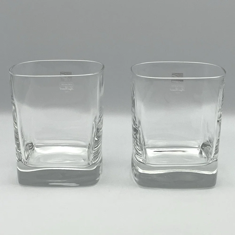 Luigi Bormioli Strauss Square Whiskey Glasses Set of 2 Light & Music Italy‎